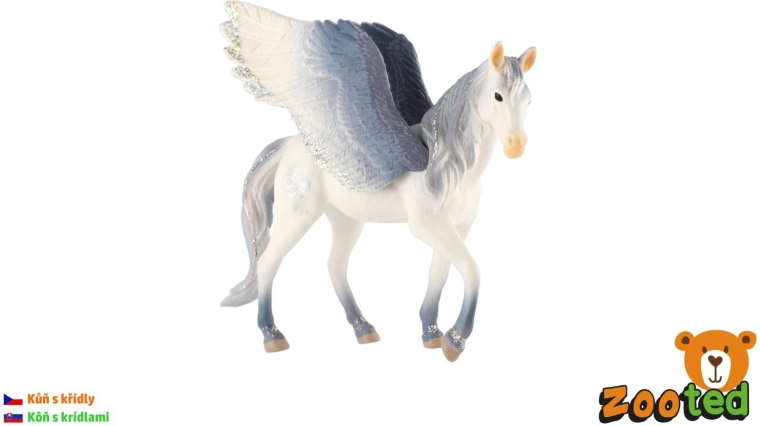 Pégase blanc-gris – figurine en plastique 14 cm