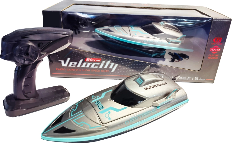 Bateau de course RC High Speed 1:16 argent/bleu