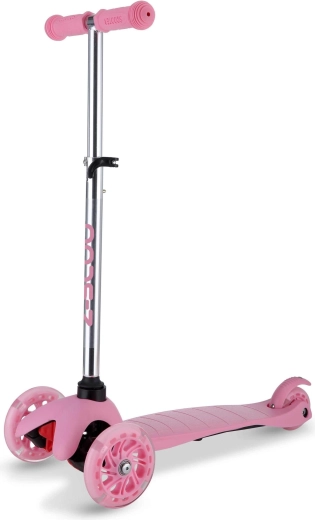 Trottinette rose à trois roues avec roues LED