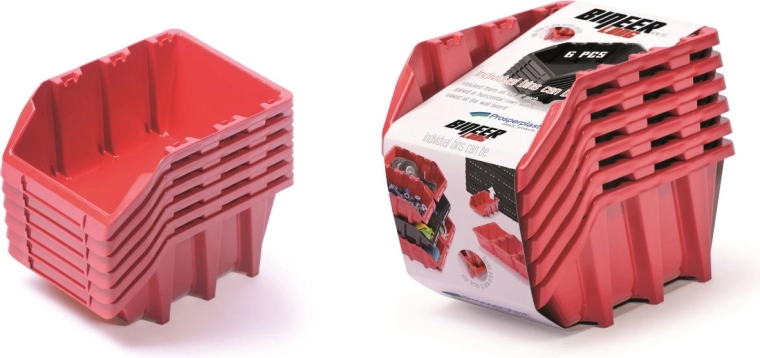 Ensemble de boîtes de rangement Bineer Long, 6 pcs, rouge