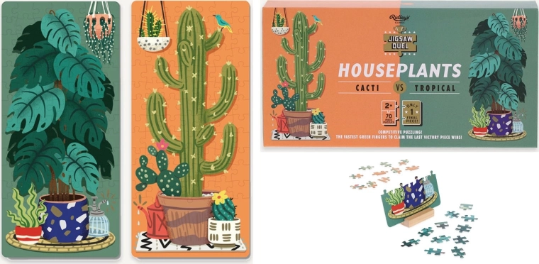 Puzzle Duel Plantes d’intérieur : cactus vs. tropicales 2×70 pièces