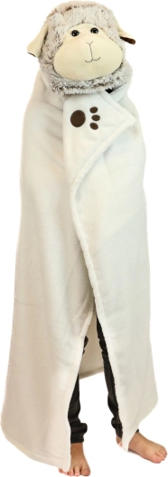 Couverture à capuche chauffante mouton avec poches pattes