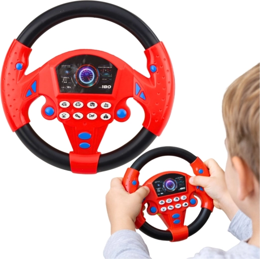 Volant interactif pour enfants avec ventouses et sons – rouge
