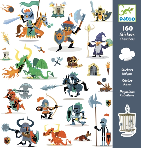 Autocollants Djeco – bataille de chevaliers (160 pcs)