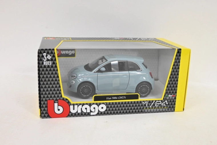 Bburago Fiat 500e 2023 à l’échelle 1:24 en bleu métallisé