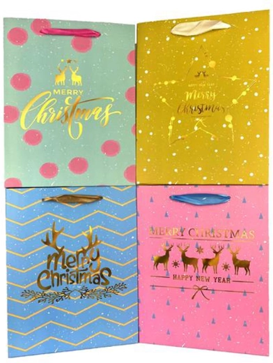 Sac cadeau en papier de Noël 44 × 31 × 12 cm, assortiment de motifs
