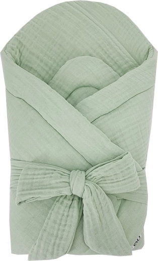 Couverture d’emmaillotage en mousseline EKO sans renfort Mint 75 × 75 cm
