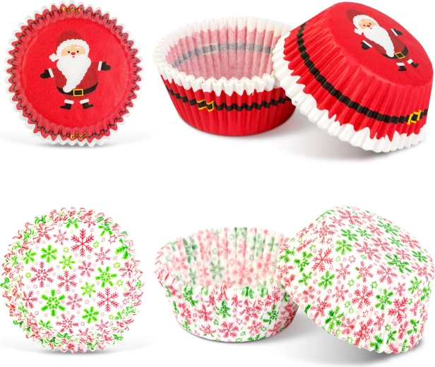Caissettes de Noël pour muffins avec motifs de Saint-Nicolas et de flocons, 40 pièces