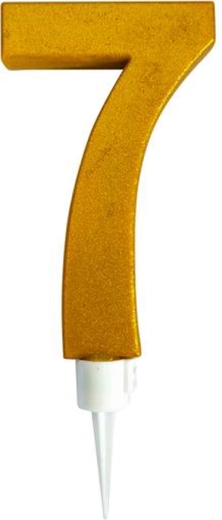 Bougie de gâteau chiffre 7 dorée 16 cm