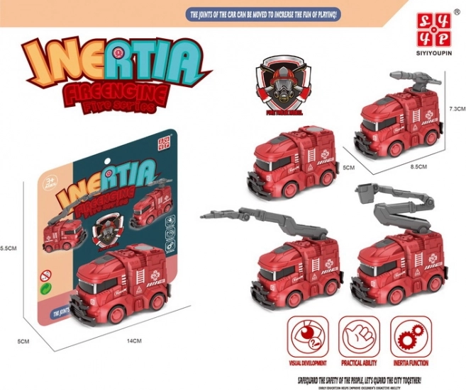 Petite voiture de pompier à inertie 8,5 cm