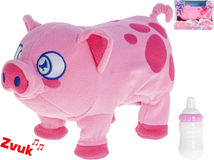 Cochon en peluche interactif qui marche avec sons et biberon 28 cm