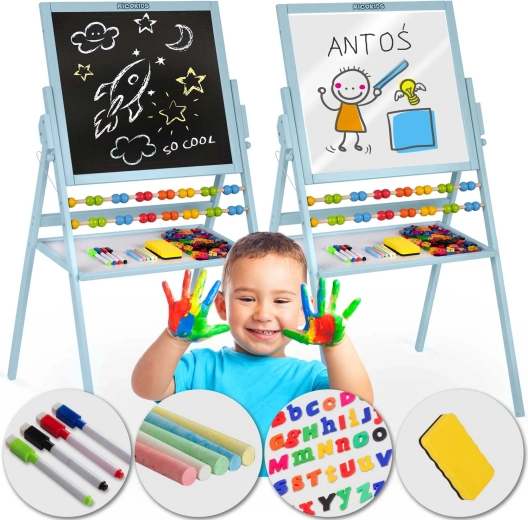 Tableau magnétique rotatif pour enfants RICOKIDS – bleu