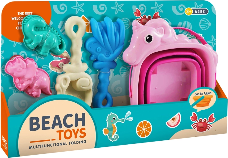 Set de plage avec seau pliable en forme de licorne - 5 pièces