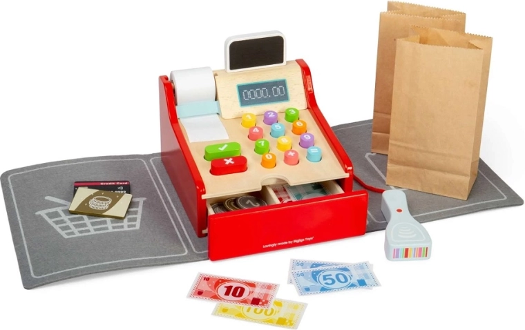 Caisse enregistreuse en bois pour enfants BIGJIGS TOYS avec accessoires