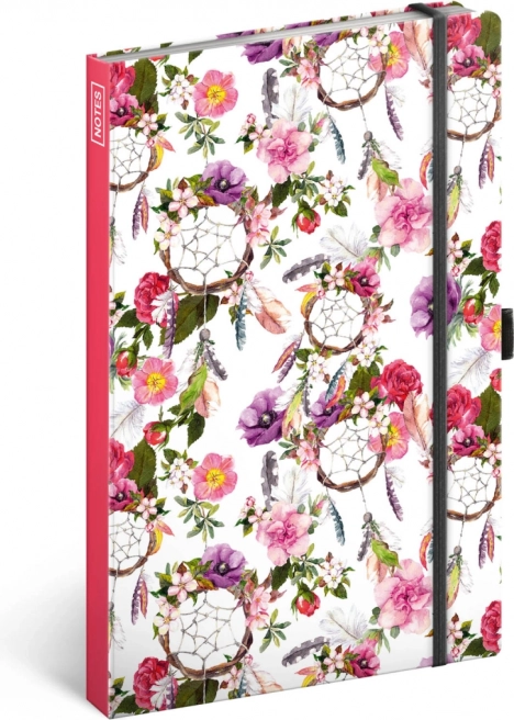 Carnet Capteur de rêves rose, ligné, 13 × 21 cm