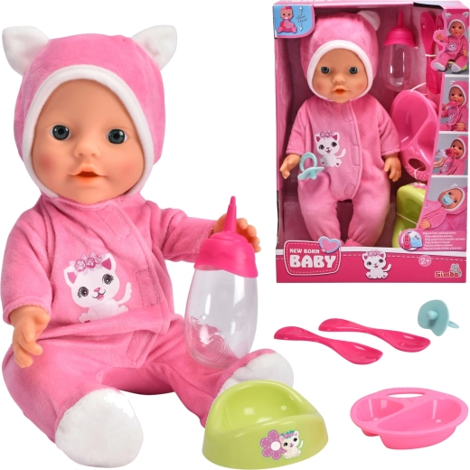 Poupée New Born Baby en pyjama chat 30 cm