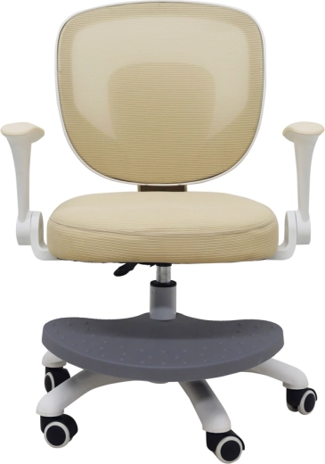 Chaise de bureau pivotante pour enfant avec hauteur réglable et repose-pieds, beige