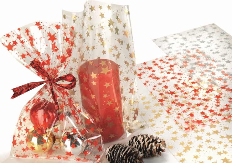 Sachet en cellophane 16 × 25 cm transparent motif Star
