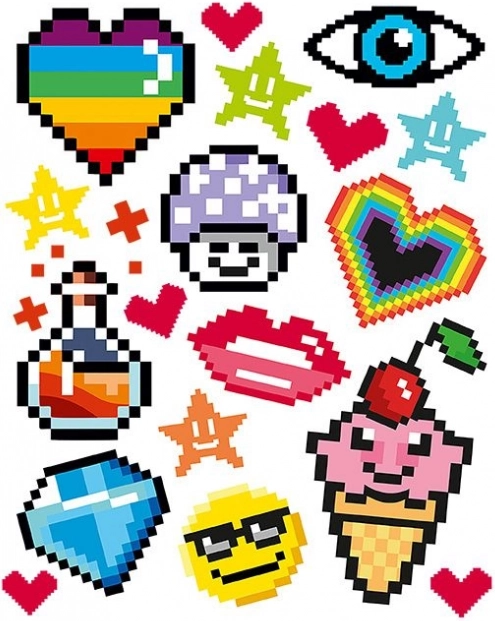 Images thermocollants motifs pixelisés – 2 grandes feuilles