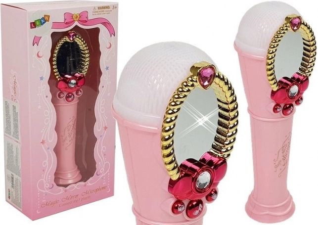 Microphone magique rose avec miroir et lumières, USB