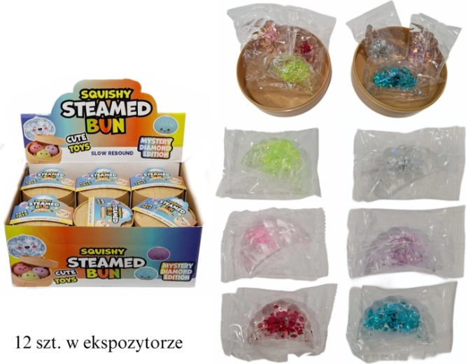 Petit squishy antistress en forme de dumpling avec paillettes