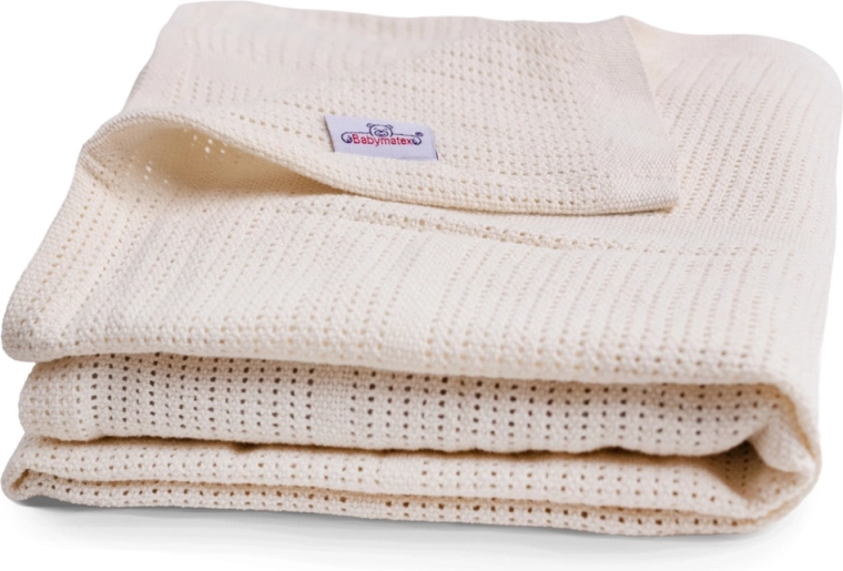 BabyMatex Couverture tricotée en coton Sisi 75 × 100 cm écru (ivoire)
