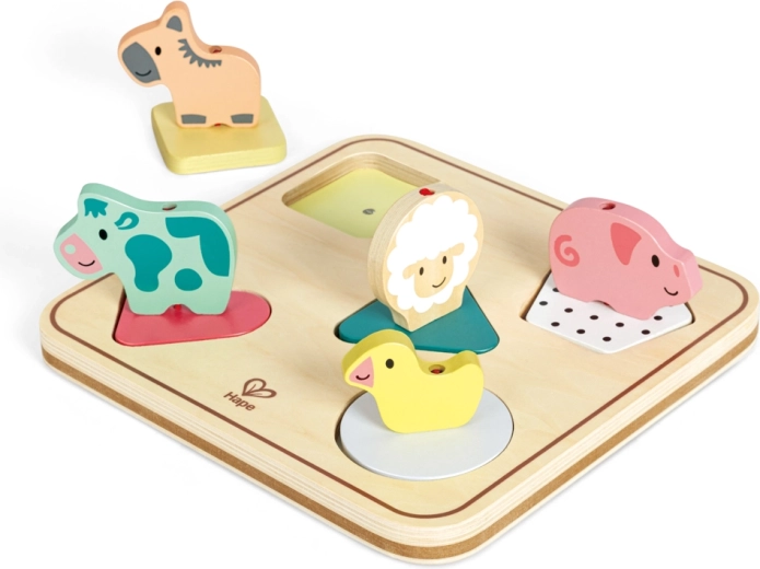 Puzzle en bois avec sons – animaux de la ferme Hape