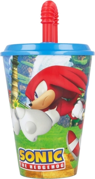 Gobelet d’eau pour enfant avec paille STOR 40530 430 ml Hérisson Sonic (bleu et rouge)