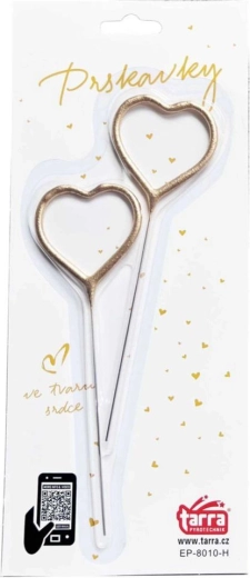 Cierges magiques en forme de cœur doré 16,5 cm