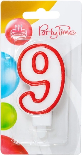 Bougie d’anniversaire chiffre 9 rouge