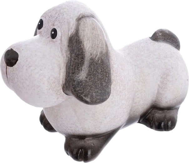 Statuette décorative chien en polyrésine beige 23 cm