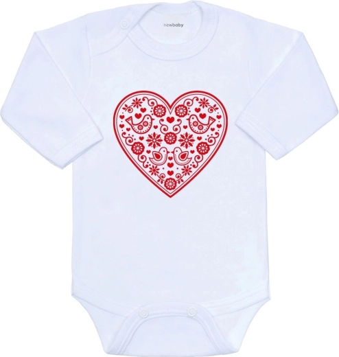 Body bébé New Baby avec motif folklorique petit cœur rouge (taille 80, 9–12 mois)