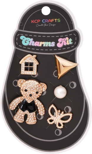 Ensemble d’accessoires décoratifs pour pantoufles – ourson scintillant et petite maison - 1 pièce