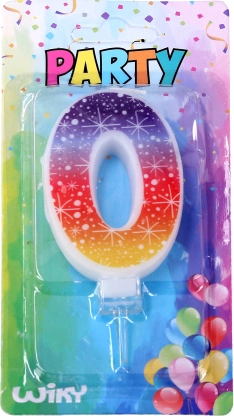 Bougie de fête avec le chiffre 0 et des étoiles