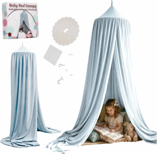 Ciel de lit suspendu pour enfant bleu