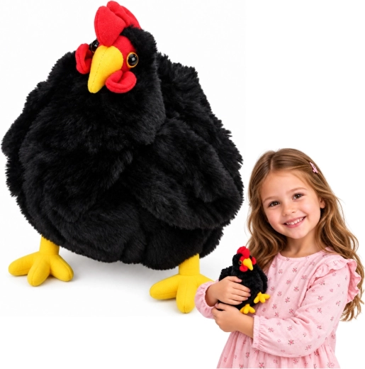 Peluche poule noire 20 cm