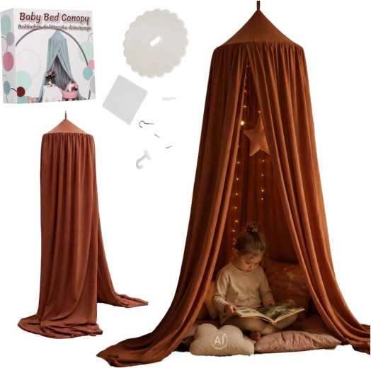Baldaquin pour lit d’enfant boho, rose foncé