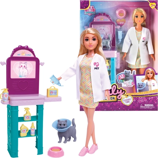 Poupée vétérinaire avec chaton