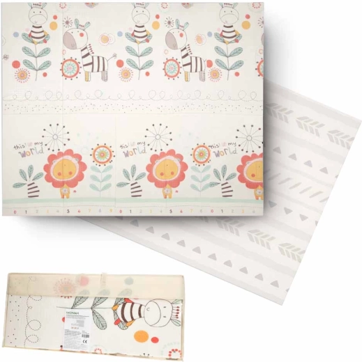 Tapis éducatif en mousse pliable et réversible 180 × 200 cm avec animaux