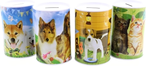 Tirelire en métal Chiens et chats 13,5 × 9 cm