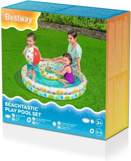 Piscine gonflable pour enfants 3-en-1 avec bouée et ballon BESTWAY 122 cm