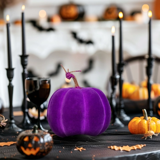 Décoration d’Halloween citrouille violette 16,5 cm