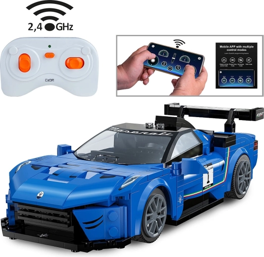 Set de construction CaDA Maserati GT2 radiocommandé à l'échelle 1:20, bleu