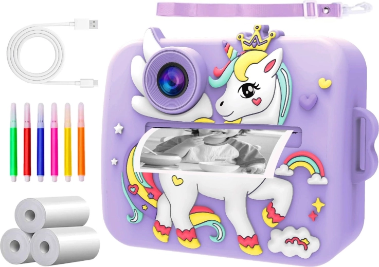 Appareil photo instantané pour enfants Renew Force avec impression thermique, Full HD et carte 32 Go + 3 rouleaux de papier - 1 pièce