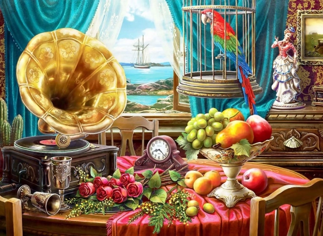 Puzzle Nature morte avec fruits et gramophone 1000 pièces