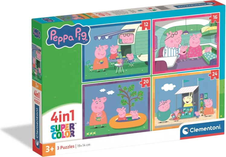 Puzzle CLEMENTONI Peppa Pig 4-en-1 – voyage (12, 16, 20, 24 pièces)