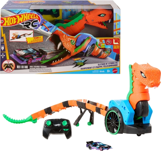 Hot Wheels RC serpent mécanique Slither n' Strike avec lanceur de voitures et voiture 1:64