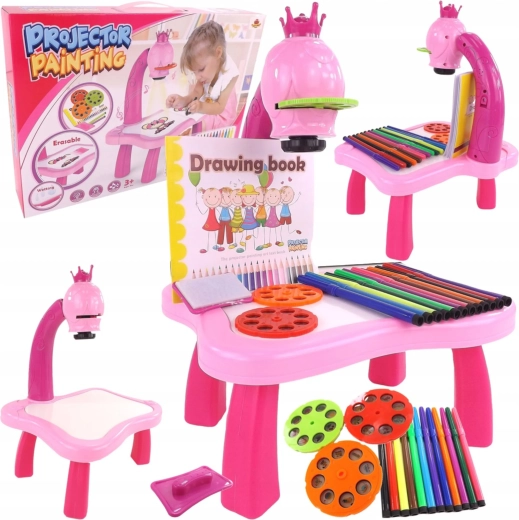 Projecteur à dessin pour enfants avec couronne – table rose