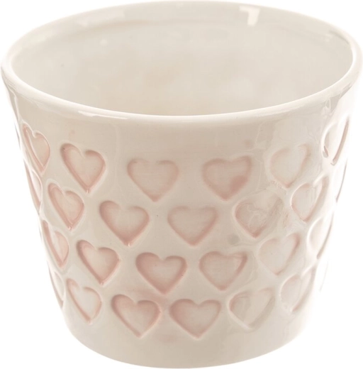 Cache-pot en céramique en forme de cœur blanc et rose 10 × 10 × 8 cm