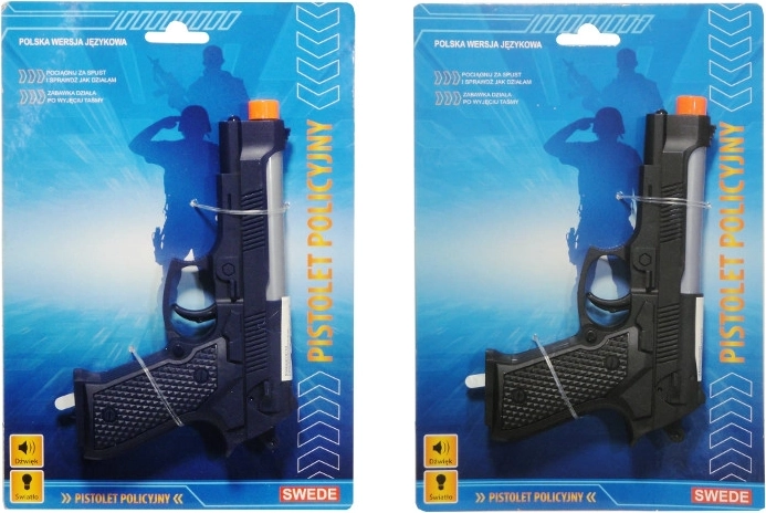 Pistolet de police jouet avec module sonore en polonais - 1 pièce